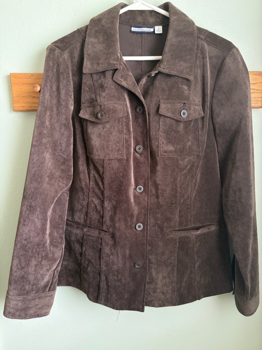Croft & Barrow Brown Corduroy Button-Front Jacket